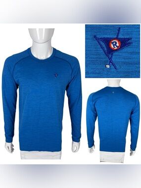 Lululemon Mens Medium Shirt Blue Ocean Reef Club Golf Long Sleeve Performance